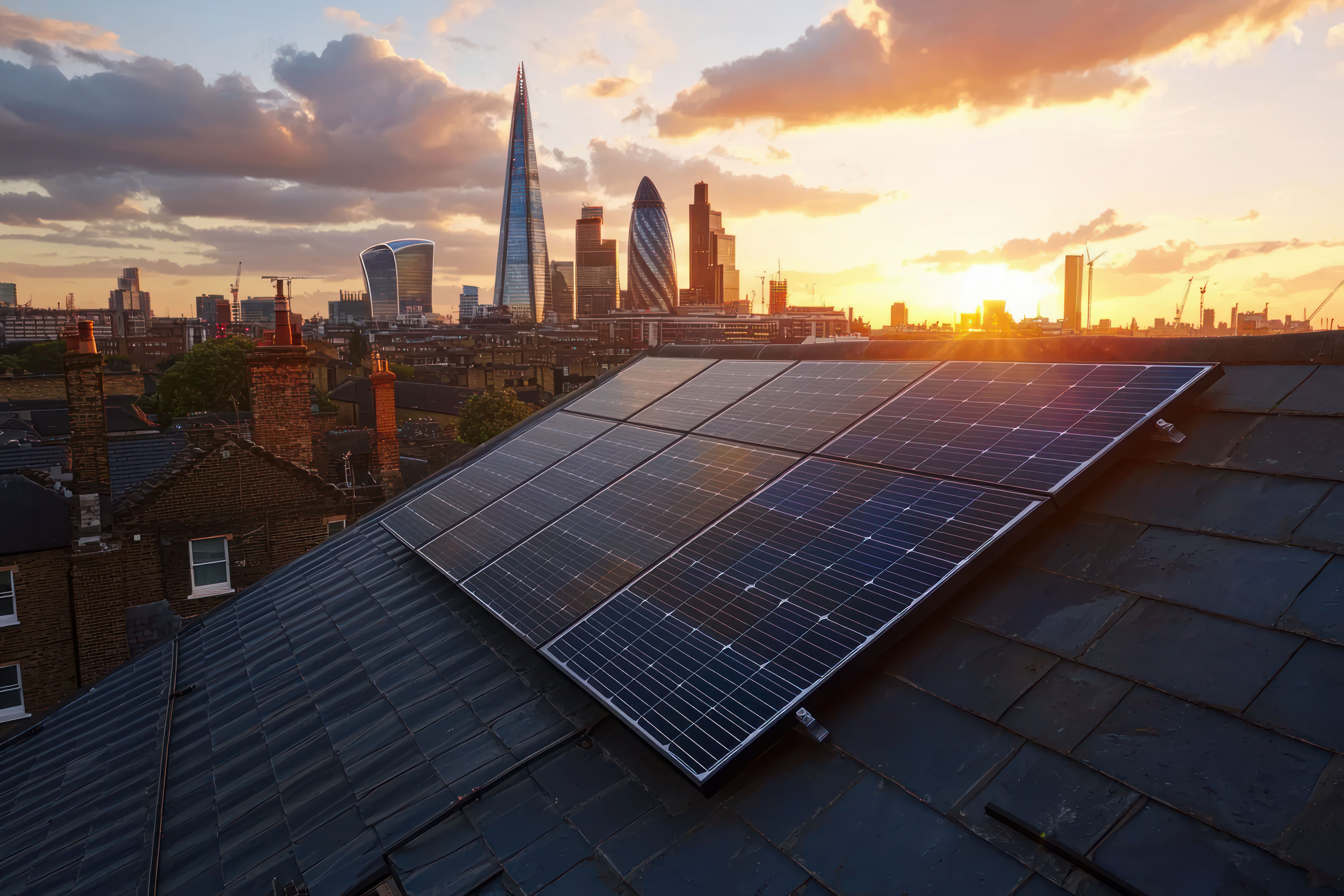 Image of solar panels on London house