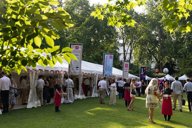 Marquees in the garden at the LonRes Summer Party in Belgrave Square