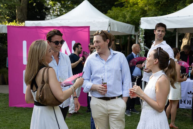 Guests in the garden at the LonRes Summer Party